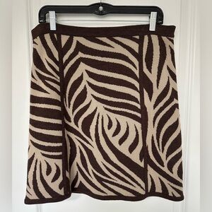 Etcetera Animal Print Brown and Cream Skirt 100% wool fully lined stretchy M
